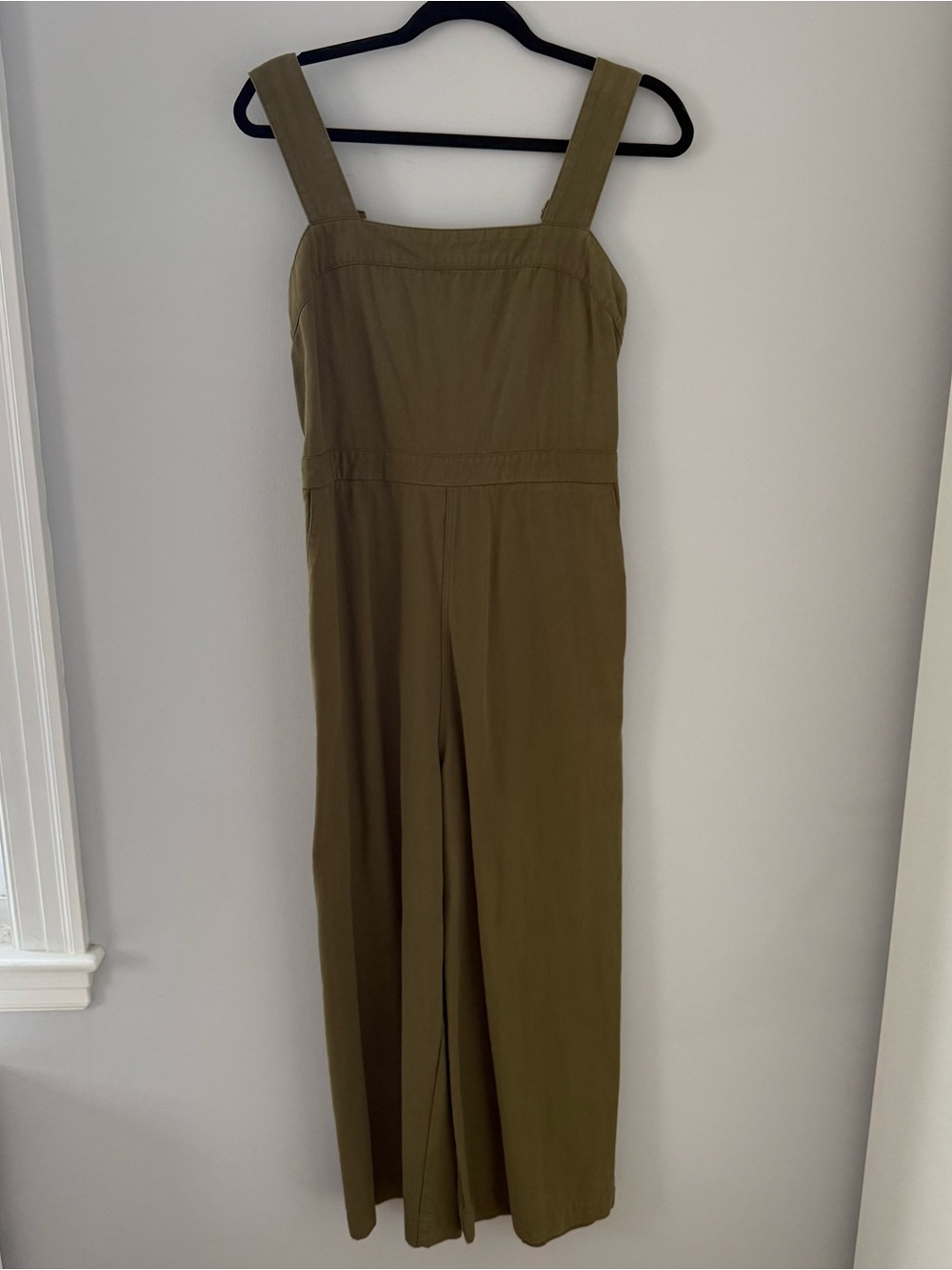 Bluivy Olive Square-Neck Wide-Leg Jumpsuit